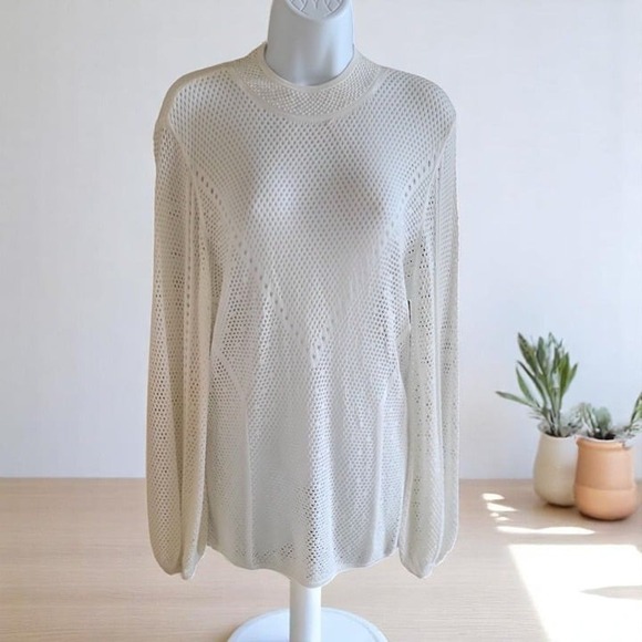 WHBM Outlet Sweaters - Outlet WHBM Mock Neck Pointelle Pullover Style 570360487- Sz M